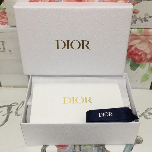 Brand New! DIOR Blue White & Gold Gift Box Set Box/Tissue/Envelope/Ribbon! ✨ - Picture 3 of 12